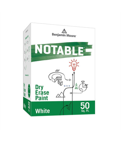 Benjamin Moore Notable Dry Erase Paint in White 50 sq. ft, available at Creative Paint in San Francisco, South Bay & East Bay.