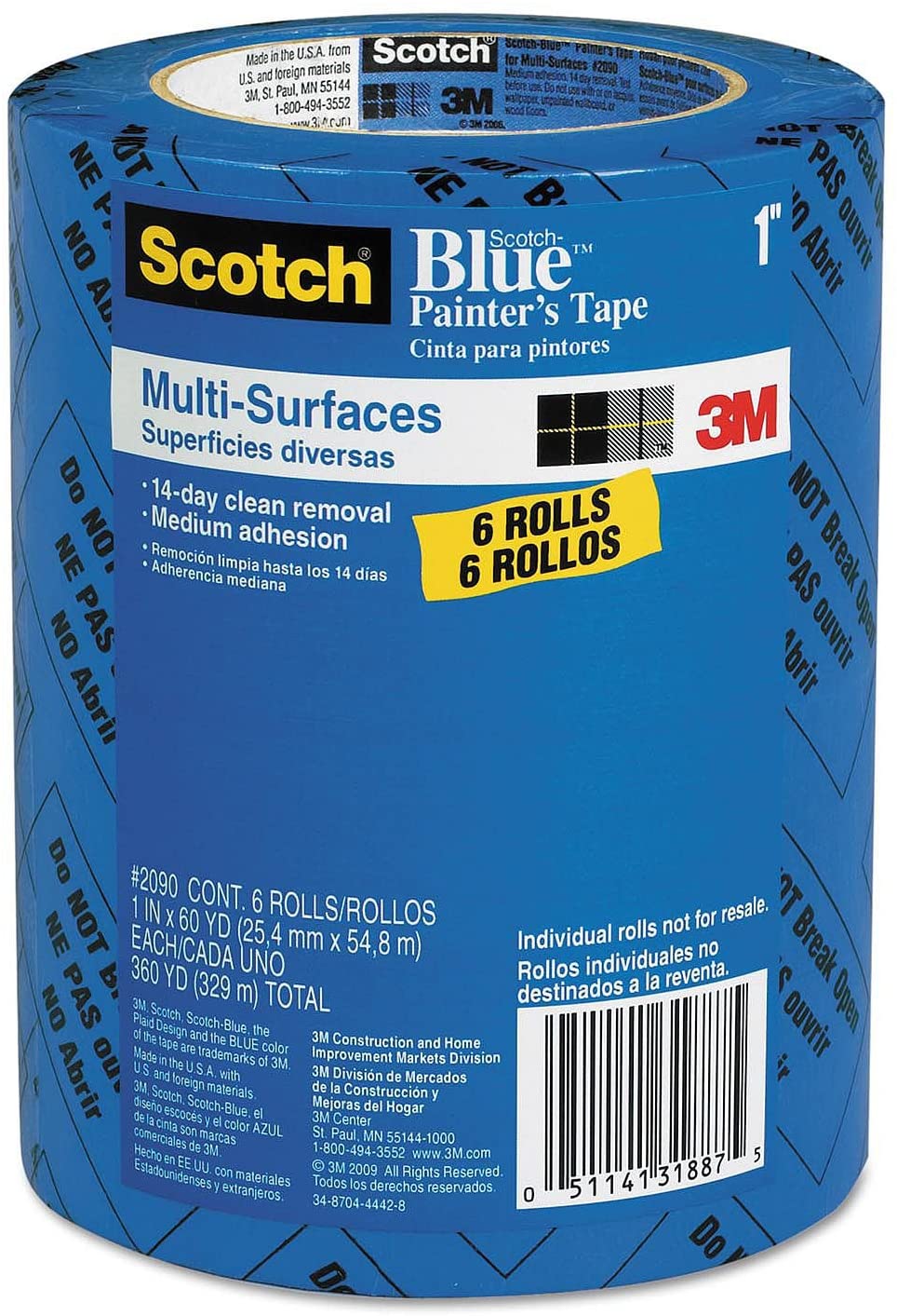 3M 2090 Scotch Blue Painter's Tape - 1.5 Roll