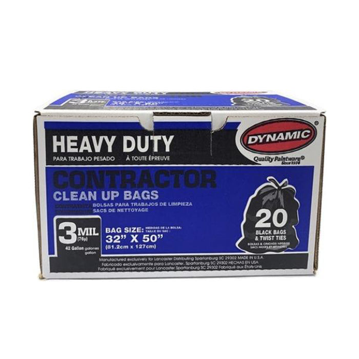 42 Gallon Contractor Trash Bags - Black, 25 Bags - 6 Mil